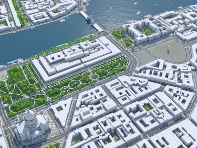 Saint Petersburg Downtown Russia Low-poly 3D model
