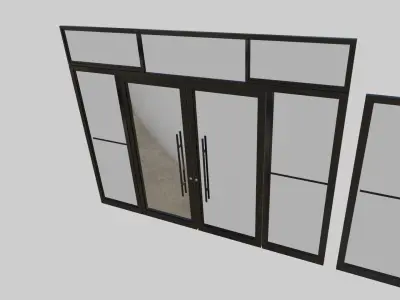 aluminum glass door collection Low-poly 3D model