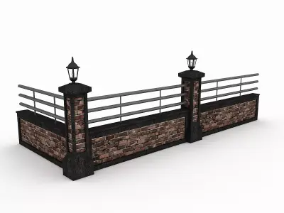 3D Garden Wall Low-poly 3D model