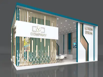 Exhibition Booth Stand Stall 10x7m Height 500 cm 3 Side Open 3D model