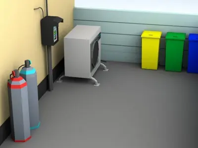 Japanese Suburban Rural House 1 Game Ready Low-poly 3D model