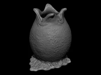 3D PRINTABLE OPEN AND CLOSED ALIEN EGG OVOMORPH WITH BASE 3D print model