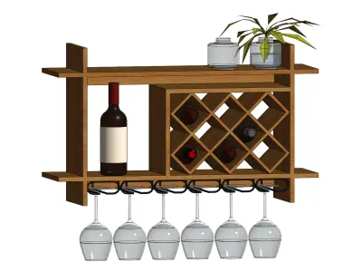 Kitchen Wall Bottle Rack Revit Family 3D model