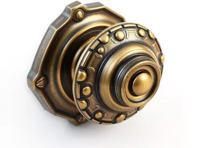 Antique Ornate Brass Door Knob Low-poly 3D model