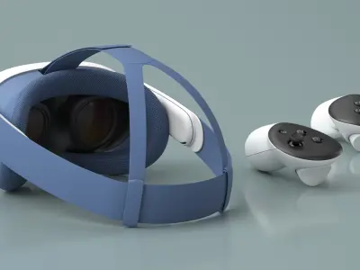  Head-Mounted VR Display and Input Devices Blue Strap 