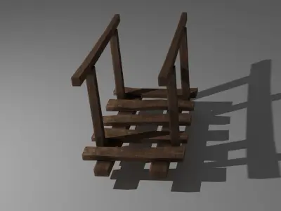 Wooden bridge Low-poly 3D model 7