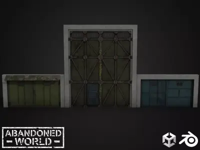 Big Industrial Gates Low-poly 3D model