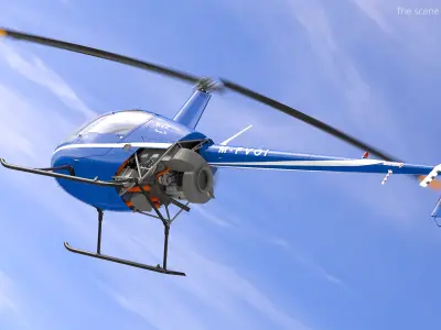  Robinson R-22 Beta II Light Utility Helicopter Blue 