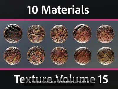 30 Materials Skin Dragon Seamless PBR Bundle 5 Texture