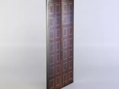 Door wooden with pattern Low-poly 3D model