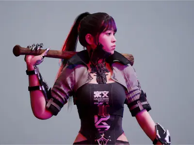 Scifi Hero Girl Low-poly 3D model