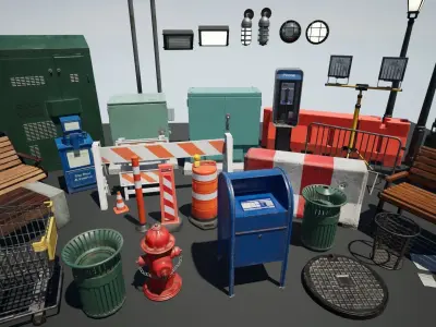 Urban City Pack UE4 Low-poly 3D model