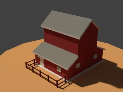 Low Poly Cartoony Granary Low-poly 3D model