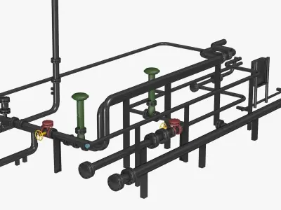 Black Industrial Pipes 3D model