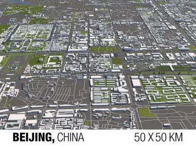 Beijing 50x50km City Map Model 3D model