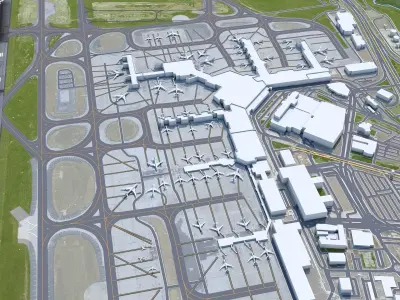 Melbourne Airport 15km Low-poly 3D model