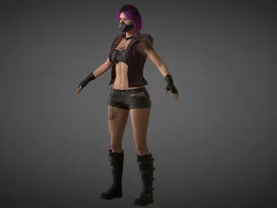 Cyberpunk Girl Low-poly 3D model