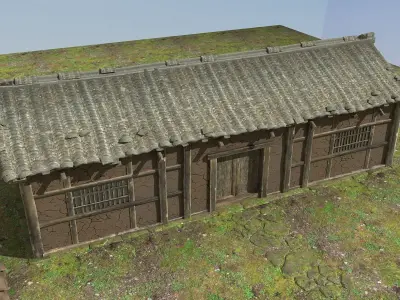 A dilapidated barn Low-poly 3D model