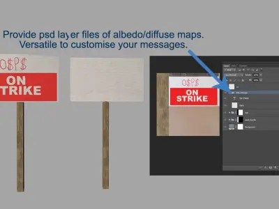 Protest Signs PBR Game Ready Low-poly 3D model