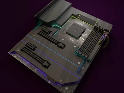 gaming motherboard rgb pc hardware lowpoly circuit board Low-poly 3D model