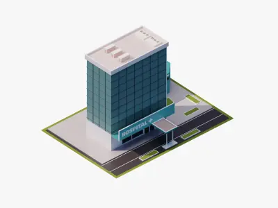 Hospital Building Low-poly 3D model