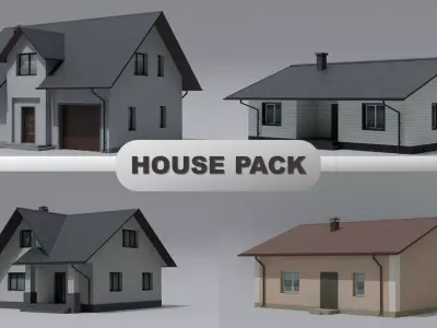 House Pack - Game Ready Low-poly 3D model