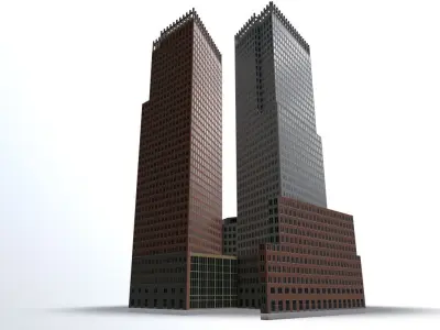 Den Haags Twin Towers Low-poly 3D model