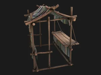 Market Stall Colored Lines Low-poly 3D model