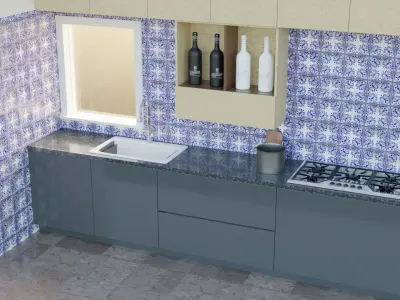 Contemporary Modular Kitchen Cabinet 3D model