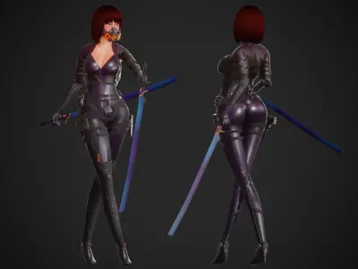 Cyberpunk Alina Robot Low-poly 3D model