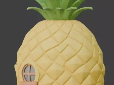 Stylized Pineapple House 3D Model Collection Low-poly 3D model