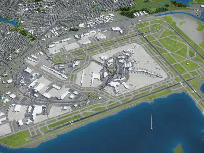 John F Kennedy International Airport - JFK Low-poly 3D model