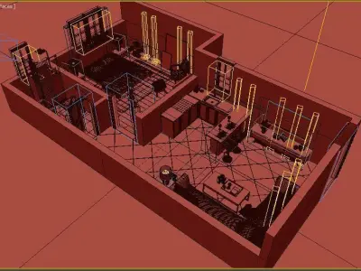 apartement  floor 3D Plan low-poly  3D model