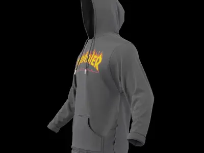 Trasher Skater Hoodie Low-poly 3D model