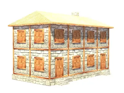 medieval house low poly village town residential house  72 Low-poly 3D model