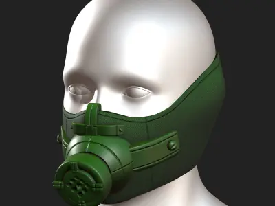 Gas mask respirator scifi futuristic 3d model  Low-poly 3D model 10