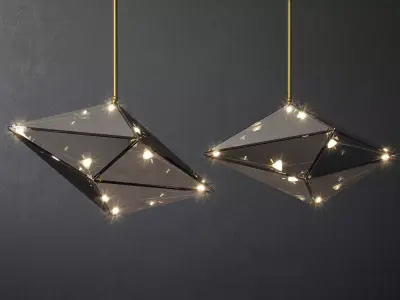 Maxhedron pendant light made of glass and metal 3D model