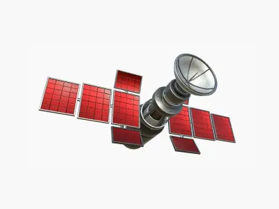 Satellite A04 Steel Red - SciFi Space Design Low-poly 3D model