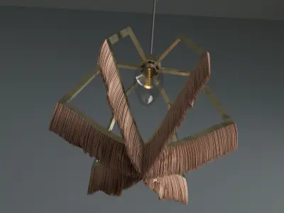 lamp  gold with tassels lighing Free 3D model