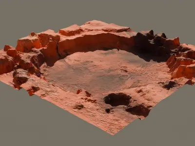 Crater landscape 3D model 18K 3D model