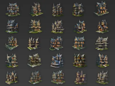 35 Fantasy Royal Medieval House Game Asset Texture