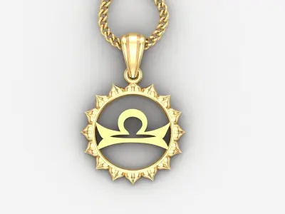 Sun Libra Light Gold Pendant Version 7 3D print model