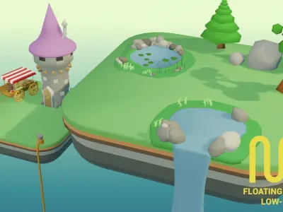 Floating City - Low-Poly Asset Pack  Low-poly 3D model