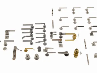 Door handle lock set 3d model 3D model