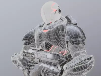Cyberpunk Sci-Fi Heavy Soldier Armor Character PBR 3D model