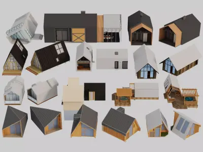 log cabin designs Low-poly 3D model