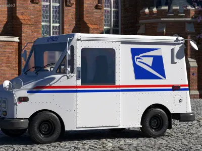 Grumman LLV USA Post Car Rigged 3D model