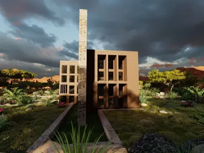 Forest villa-Casa Scene-Modern Villa 3D model