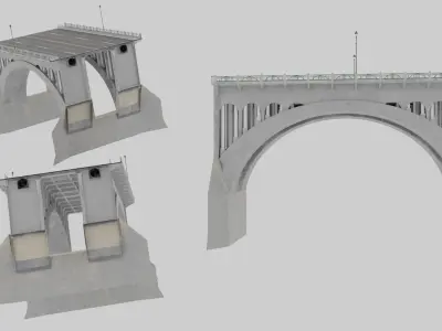 Traffic Bridge Low-poly 3D model