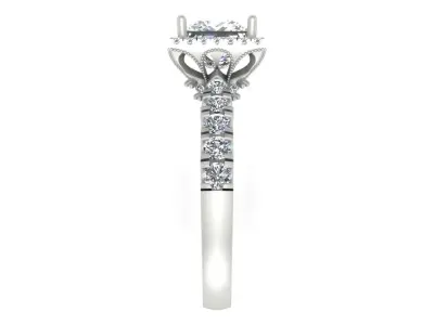 Princess-Cut Halo Diamond Engagement Ring 3D print model